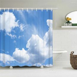 Rideaux de douche 180x180cm nuages de ciel bleu paysage de nature ensoleil