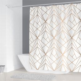 Douchegordijnen 200x180 cm badkamer waterdichte douchegordijn eenvoudig geometrisch patroon afdrukken polyester thuisdecoratie gordijn met 12 haken 230322