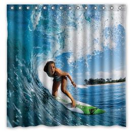 Douchegordijnen 2022 Surfen Waterdicht gordijn Polyester stof Bad Cortinas Para Banheiro 180x180cm