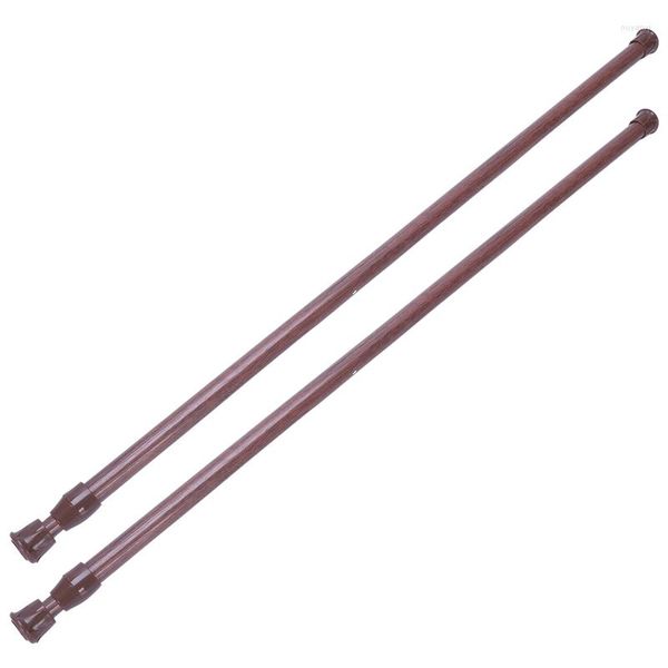 Rideaux de douche 2x extensibles à ressort filet à ressort voile tension rideau rail tringles à poteaux 55-90cm couleur bois