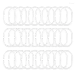 Cortinas de ducha 30 Anillos de cortina de paquete C Hanger Hanger Baño Drape Bucle Clip Glide (transparente)
