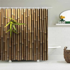 Rideaux de douche 3D bambou plante imprimé salle de bain rideau nature paysage imperméable polyester tissu décoration de la maison