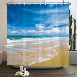 Tende da doccia 3d Beach Scenery Tende da doccia Mare Oceano Mediterraneo Tenda da bagno Decorazione in stoffa impermeabile 180 * 240 cm Tenda da bagno R231101