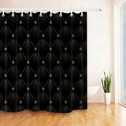 Cortinas de ducha 3D Patrón de geometría de celosía negra Conjunto de cortina de ducha Tela de poliéster impermeable Cortinas de baño Decoración de baño de moda con ganchos 230322