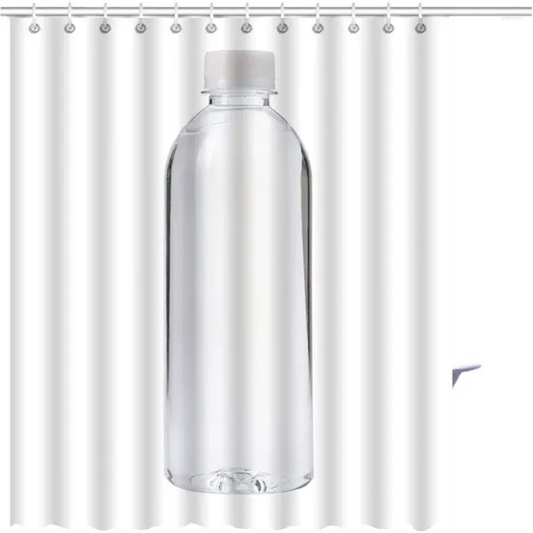 Cortinas de ducha Cortina 3D Botella de plástico agua aislada sobre un fondo blanco Decoración de tela de tela de poliéster estampado