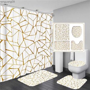 Douchegordijnen 3d geometrie van kunst badkamer gordijnen douchegordijn set moderne streep abstract bad baddeksel deksel tapijt tapijt woning decoratie r230822