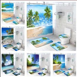 Rideaux de douche 3d polyester rideau moderne belle mer nature paysage salle de bain cortinas rideaux de mode