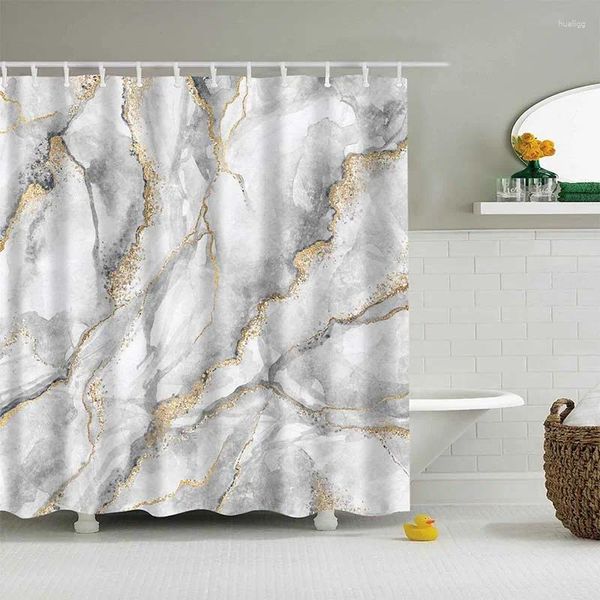 Rideaux de douche 3D imprimé rideau bain montagnes rivières motif abstrait salle de bain polyester décor avec crochets