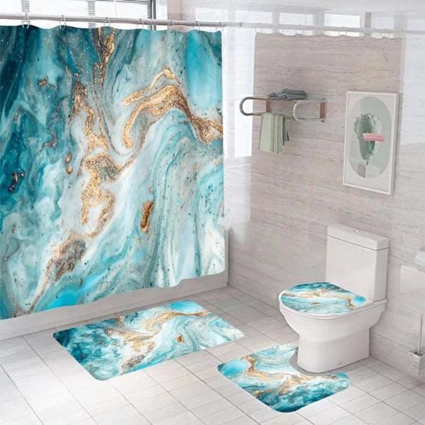 Cortinas de ducha 3D Cortina impresa Decoración de la pared para el baño Conjunto impermeable con alfombra antideslizante Alfombra de baño de franela suave