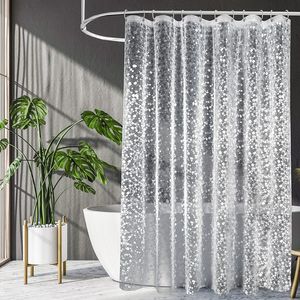 Shower Curtains 3D Shower Curtain Waterproof Mildew EVA Bath Curtains Modern Cobblestone Pattern Translucent Bathroom Curtain With Hooks 230523