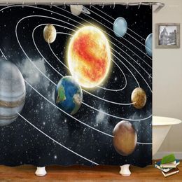 Rideaux de douche système solaire 3D avec planètes ciel étoilé, rideau de salle de bain, décoration de maison, crochet étanche 180x180cm