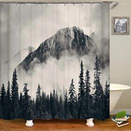 Rideaux de douche 3D Tissu imperméable imprimé Forest Natural Landscape salle de bain avec crochets grandes décoration 240x180