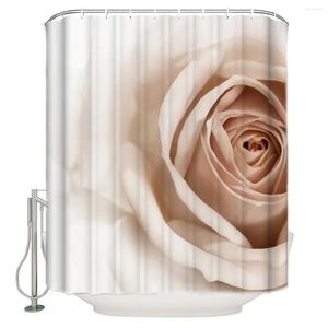 Rideaux de douche 3d rideau de fleur de rose blanc