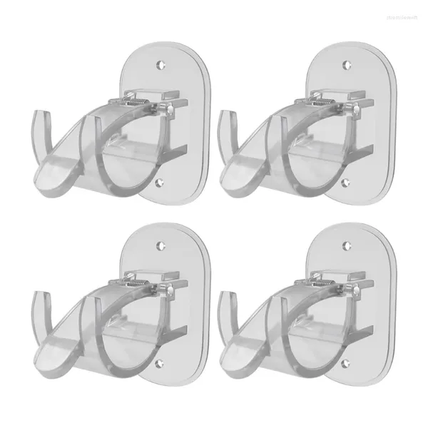 Rideaux de douche 4pcs support de tringle à rideau auto-adhésif clip sans clou sans poinçon