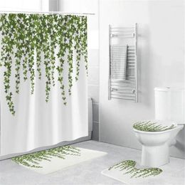 Douchegordijnen 4 stks/set gordijn 180 180 cm niet-slip tapijt toiletdeksel deksel badmat voor badkamer