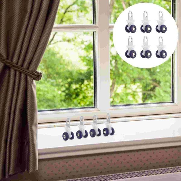 Rideaux de douche 6 pcs piste poulie rideau rouleau rouleau tige en plastique couleur silencieux blinds en acier inoxydable fenêtres