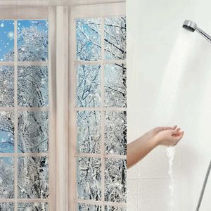 Rideaux de douche 72 X 72 Noël hiver fenêtre rideau de douche ensemble avec forêt enneigée Nature salle de bain étanche baignoire décor à la maison