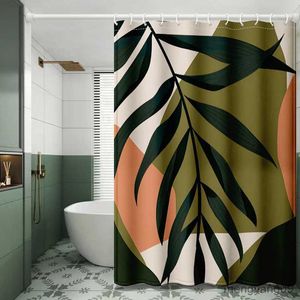 Rideaux de douche 90x180 cm plantes vertes tropicales feuille rideaux de douche romantique abstrait rideau imperméable salle de bain rideau de bain R230830