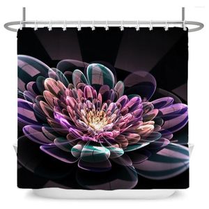 Rideaux de douche abstrait flamme pétales de fleurs rideau imprimé nordique fleurs noires polyester salle de bain décor à la maison avec crochets
