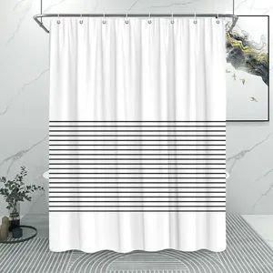 Rideaux de douche ligne abstraite rideau minimaliste tissu lavable tissu de bain rustique rayé bains ferme salle de bain décor