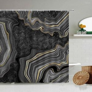 Douchegordijnen Abstract marmer creatief zwart grijs goud lijn rimpel geometrisch badgordijn moderne stoffen huis badkamer decor set