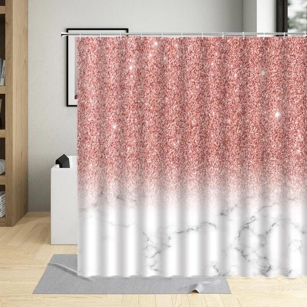 Rideaux de douche Résumé marbre ombre art moderne géométrique tissu tissu rideau de bain de mode de salle de bain de salle de bain avec crochets gris