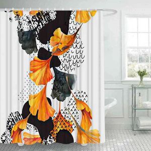 Rideaux de douche abstrait Paisley noir et blanc rayé salle de bain Frabic rideau en polyester imperméable avec 12 crochets