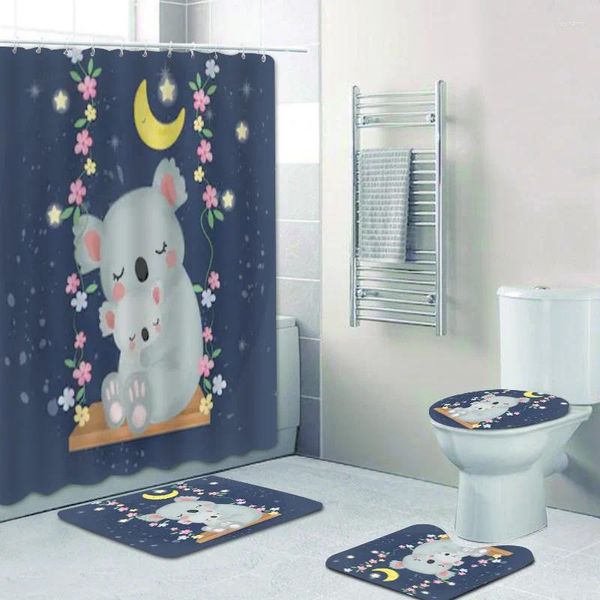 Rideaux de douche adorable maternité koala rideau panda dessin animé bébé animal dessin salle de bain pour enfant baignoire décor maman cadeau