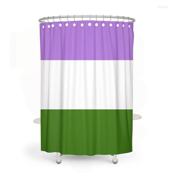 Rideaux de douche Aertemisi Genderqueer Pride Flag Set de rideaux avec œillets et crochets pour décor de salle de bain