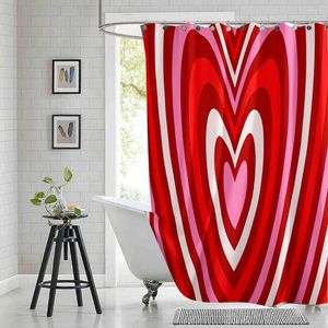 Rideaux de douche esthétique coeur rouge rideau Groovy coeurs et tissu Polyester imprimé rose salle de bain imperméable avec crochets