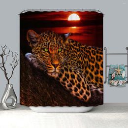 Rideaux de douche motif imprimé léopard africain 180x180/150cm rideau piédestal tapis couvercle couverture de toilette tapis antidérapant ensemble de bain salle de bain