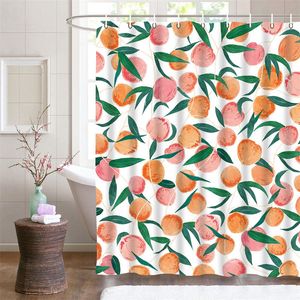 Cortinas de ducha Allover Fruits Cortina de ducha Liner Melocotón Limón Fresa Naranja Papaya Impresión Cortina de baño con ganchos impermeable para bañera 230831