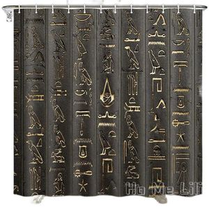 Rideaux de douche Hiéroglyphes égyptiens antiques Alphabet Lettres d'Egypte cool Dessin Rideau de décoration d'intérieur par Ho Me Lili Ensembles avec crochets