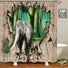 Rideaux de douche Animal Elephant Dog Rideau imprimé lavable avec crochet salle de bain décoratif 3D 180 200 cm