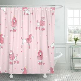 Rideaux de douche motif chien caniche animal en couleur rose rideau aquarelle mignon Polyester 60 X 72 pouces ensemble avec crochets