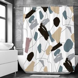 Douche gordijnen kunst geometrische zeshoekige waterdichte stoffen badkamer gordijn met haken 180x200 cm badscherm toiletpartitie