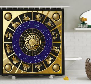 Douchegordijnen Astrologie Douchegordijn Vierkante Vorm met Innerlijke Details Zodiac Horoscoop Symbolen en Sterrenbeelden Art Badkamer Gordijnen 230607