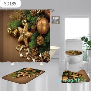 Douchegordijnen Badkameraccessoires Bad Huis Tuin Kerst Chic Bloemenprint Matten 4 Stuk