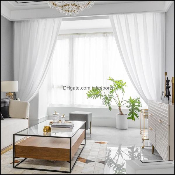 Cortinas de ducha Accesorios de baño Baño Home Garden Cortina Tle Translucidus Decoración moderna de ventana blanca Drapes voiles F F