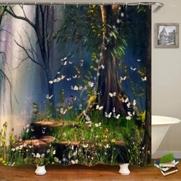 Rideaux de douche rideau de salle de bain 3D rêve forêt magique imprimé Polyester imperméable décoration de la maison avec crochet 180x200 cm
