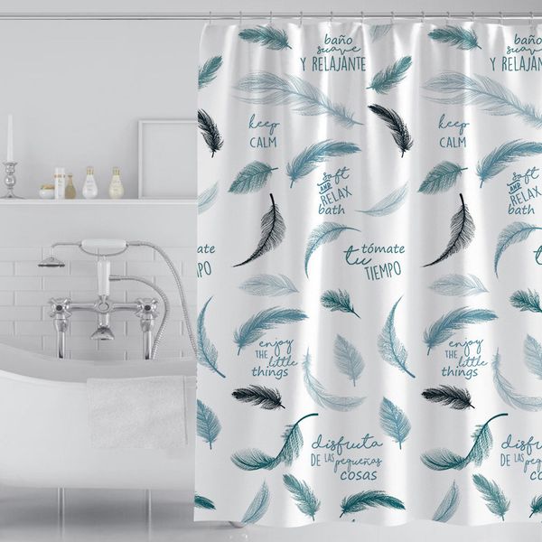 Rideaux de douche rideau de salle de bain moderne en plumes modernes imperméables tissu peva pour les toilettes de bain enfants mildiou avec crochets opaques en métal grommets 220922