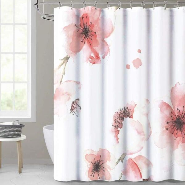 Rideaux de douche rideau de salle de bain imperméable rose rose polyester tissu en tissu moderne décoration lavable pour les baignoires des stands de filles