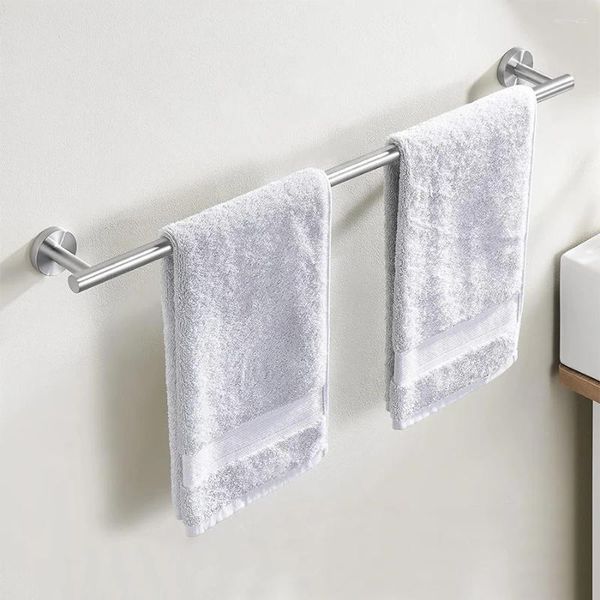 Cortinas de ducha Soporte de barra de toalla de baño para accesorios de hardware de pared Kit de acero inoxidable cepillado rejilla redonda de acero inoxidable