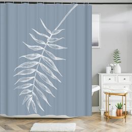 Douchegordijnen badkamer waterdichte douchegordijn eenvoudig palmblad printen gordijn home decor polyester malvaatdouche gordijn met haken 23032222