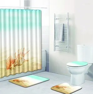 Rideaux de douche Routeau de bain de plage Ensemble de 4 pièces 4 pièces étoiles de toilettes de toilette de toilette tapis de couvercle de sol décor de salle de bain moderne décor