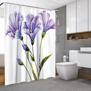Rideaux de douche belle fleur tulipe de tournesol de salle de bain rideau tissu étanche polyester avec des crochets