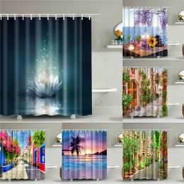 Rideaux de douche Beau paysage imprimé rideau de douche salle de bain décoration occultante 220922