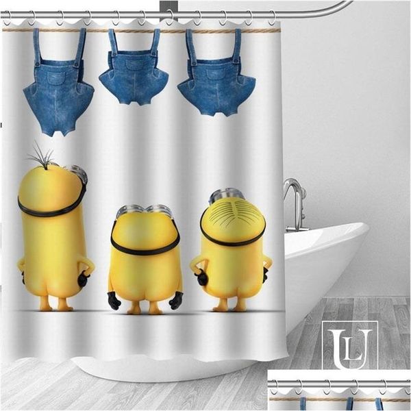 Cortinas de ducha Gran venta Cortina personalizada Minion con ganchos Baño Tela de poliéster impermeable DIY Su propio T200711 Entrega de gota Ho Dhaj8