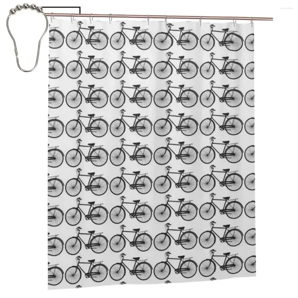 Cortinas de ducha Cortina de patrón de bicicleta para bicicletas para bathroon Juego de baño divertido personalizado con ganchos de hierro Decoración del hogar 60x72in