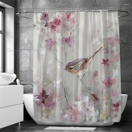 Rideaux de douche fleur d'oiseau rétro rideau de salle de bain chinois style frabic étanche polyester cortinas de ducha